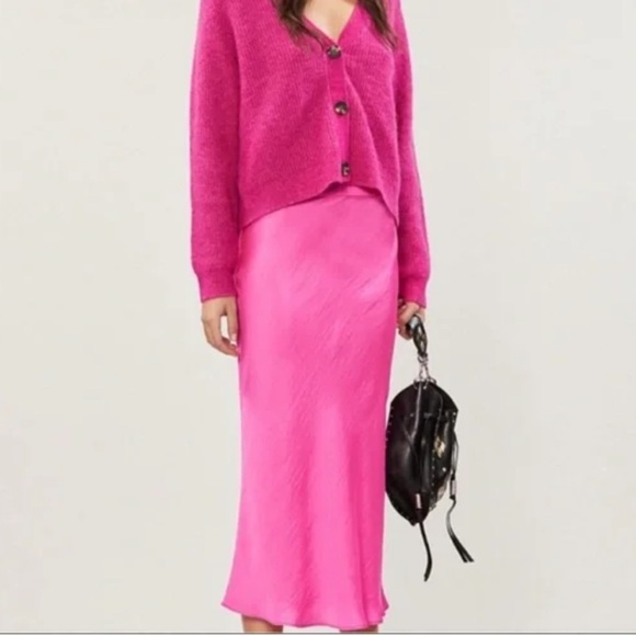 Free People Normani Bias Midi Skirt in Electric Bubblegum Pink size 8 $78 - Picture 1 of 16